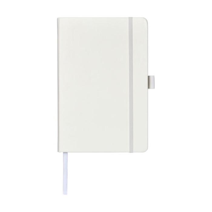 Libreta publicitaria con papel de color crema color blanco segunda vista frontal