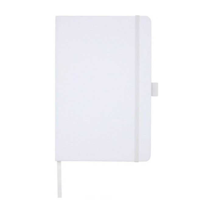 Libreta reciclada corporativa color blanco segunda vista frontal Libreta reciclada corporativa color blanco segunda vista frontal