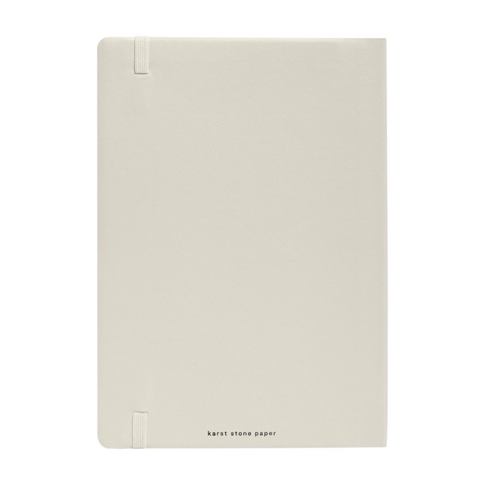Libreta tapa blanda papel impermeable color blanco roto segunda vista trasera
