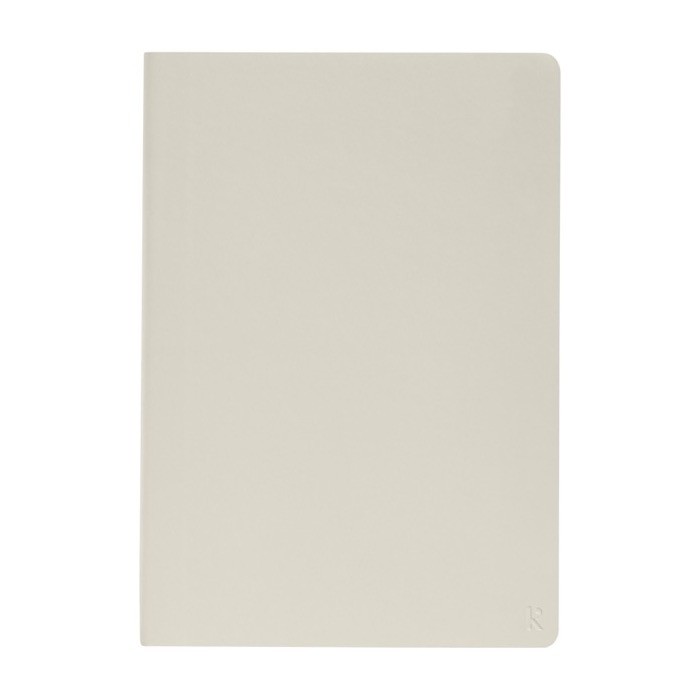 Libreta tapa blanda papel impermeable color blanco roto segunda vista frontal