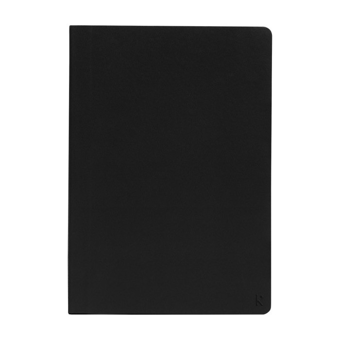 Libreta tapa blanda papel impermeable color negro segunda vista frontal