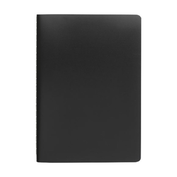 Cuaderno de papel piedra resistente al agua B6 con hojas a rayas color negro segunda vista frontal Cuaderno de papel piedra resistente al agua B6 con hojas a rayas color negro segunda vista frontal