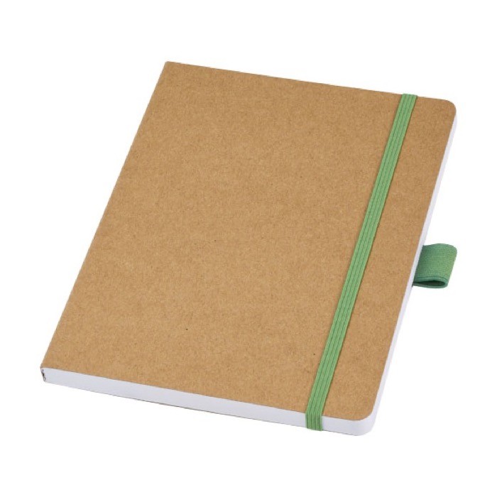 Libreta de papel reciclado con portabolígrafo A5 hojas a rayas color verde Libreta de papel reciclado con portabolígrafo A5 hojas a rayas color verde