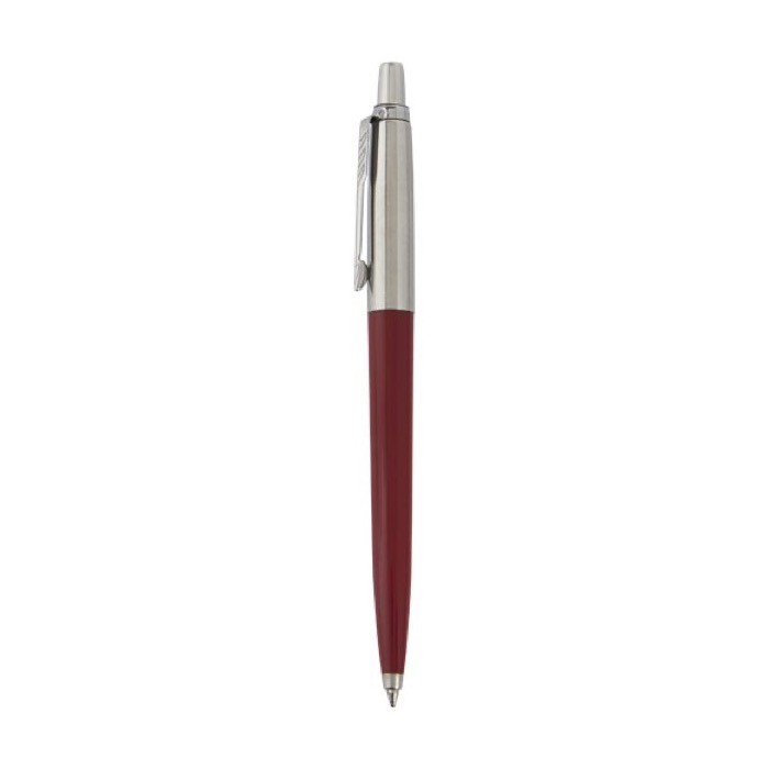 Bolígrafo reciclado elegante con carga de tinta azul Parker Jotter color rojo oscuro vista lateral