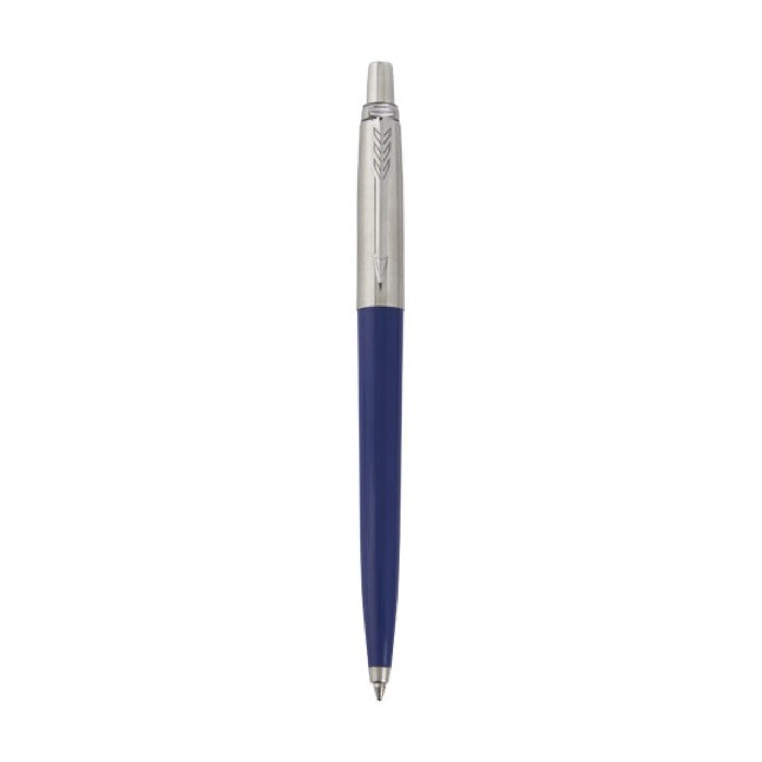 Bolígrafo reciclado elegante con carga de tinta azul Parker Jotter color azul marino segunda vista frontal