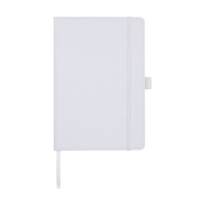 Libreta de plástico reciclado del océano A5 hojas a rayas color blanco segunda vista frontal Libreta de plástico reciclado del océano A5 hojas a rayas color blanco segunda vista frontal