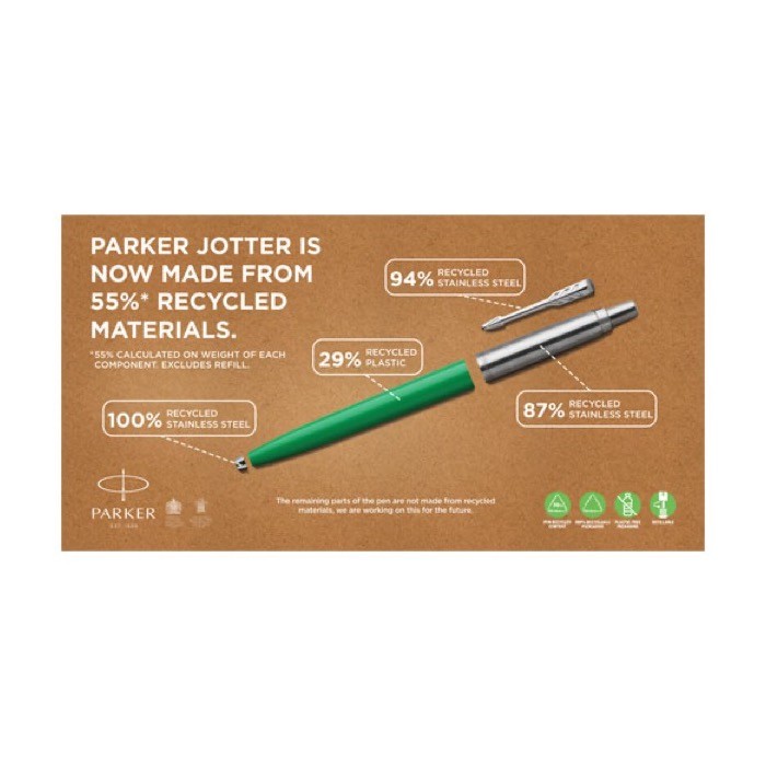 Bolígrafo ecológico con recarga incluida tinta negra Parker Jotter color azul marino tercera vista Bolígrafo ecológico con recarga incluida tinta negra Parker Jotter color azul marino tercera vista