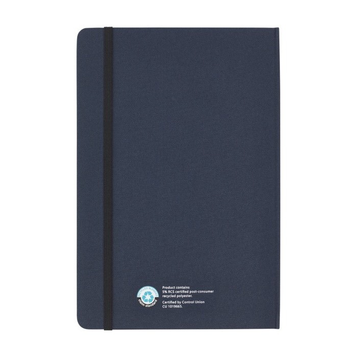 Libreta ecológica con bolígrafo incorporado hojas a rayas color azul marino segunda vista trasera Libreta ecológica con bolígrafo incorporado hojas a rayas color azul marino segunda vista trasera