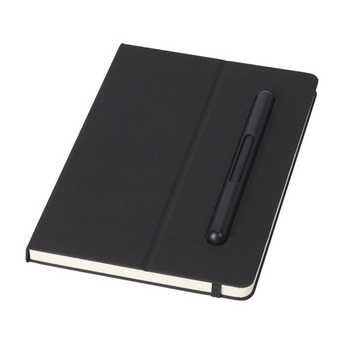 Libreta ecológica con bolígrafo incorporado hojas a rayas color negro Libreta ecológica con bolígrafo incorporado hojas a rayas color negro