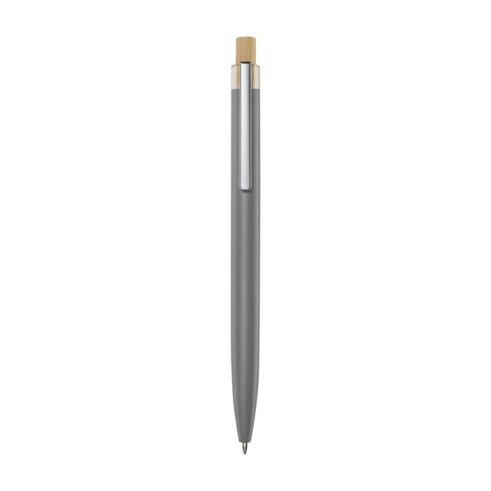 Bolígrafo de aluminio y bambú con detalle transparente tinta negra color gris Bolígrafo de aluminio y bambú con detalle transparente tinta negra color gris