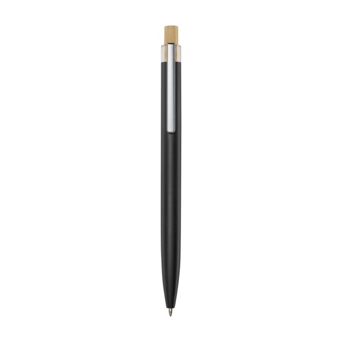 Bolígrafo de aluminio y bambú con detalle transparente tinta negra color negro Bolígrafo de aluminio y bambú con detalle transparente tinta negra color negro