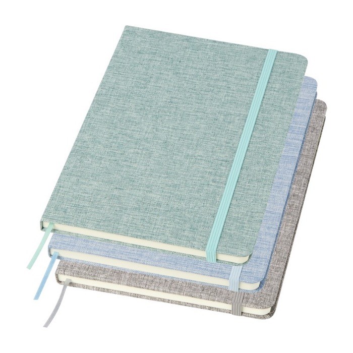 Libreta con tapa dura de algodón reciclado A5 hojas a rayas color gris segunda vista varios colores Libreta con tapa dura de algodón reciclado A5 hojas a rayas color gris segunda vista varios colores