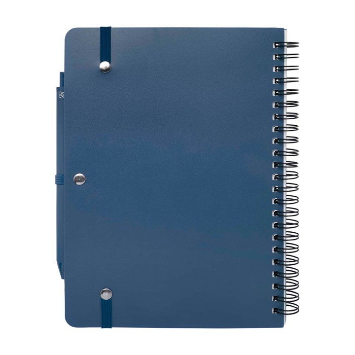 Cuaderno de tapa dura de plástico reciclado A5 hojas a rayas color azul marino segunda vista trasera Cuaderno de tapa dura de plástico reciclado A5 hojas a rayas color azul marino segunda vista trasera