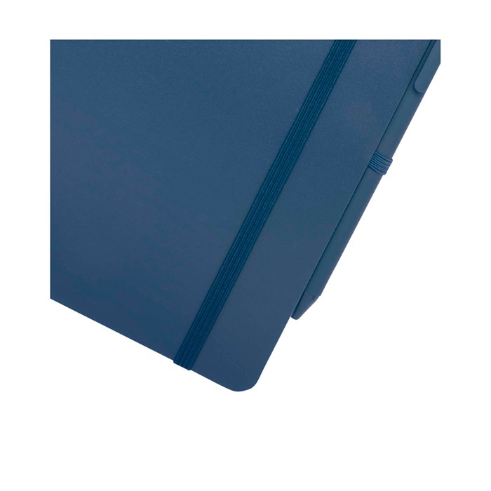 Cuaderno de tapa dura de plástico reciclado A5 hojas a rayas color azul marino vista detalle 1 Cuaderno de tapa dura de plástico reciclado A5 hojas a rayas color azul marino vista detalle 1