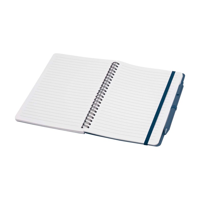 Cuaderno de tapa dura de plástico reciclado A5 hojas a rayas color azul marino segunda vista Cuaderno de tapa dura de plástico reciclado A5 hojas a rayas color azul marino segunda vista