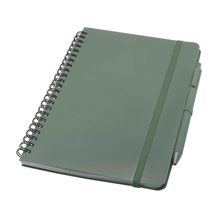 Cuaderno de tapa dura de plástico reciclado A5 hojas a rayas color verde pastel Cuaderno de tapa dura de plástico reciclado A5 hojas a rayas color verde pastel