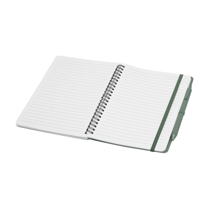 Cuaderno de tapa dura de plástico reciclado A5 hojas a rayas color verde pastel segunda vista Cuaderno de tapa dura de plástico reciclado A5 hojas a rayas color verde pastel segunda vista