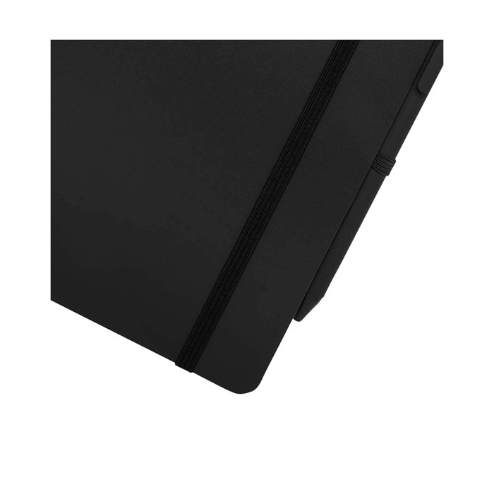 Cuaderno de tapa dura de plástico reciclado A5 hojas a rayas color negro vista detalle 1 Cuaderno de tapa dura de plástico reciclado A5 hojas a rayas color negro vista detalle 1