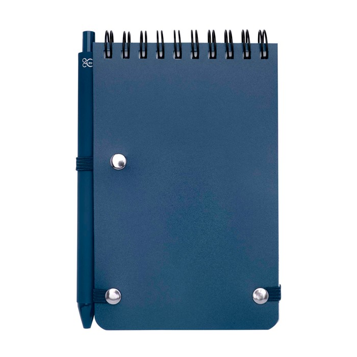 Libreta de tapa oceánica de plástico reciclado A6 hojas a rayas color azul marino segunda vista trasera Libreta de tapa oceánica de plástico reciclado A6 hojas a rayas color azul marino segunda vista trasera