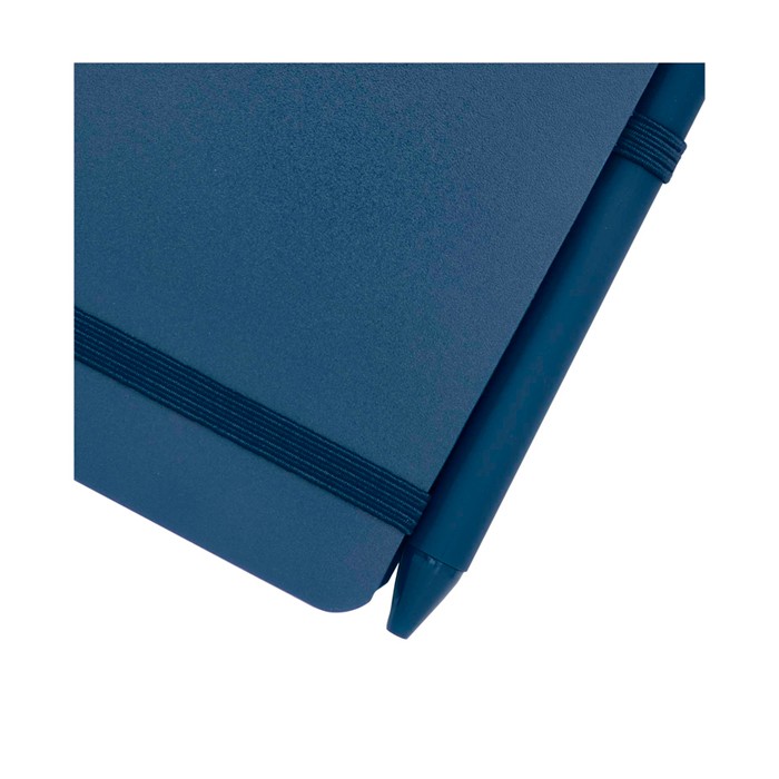 Libreta de tapa oceánica de plástico reciclado A6 hojas a rayas color azul marino vista detalle 1 Libreta de tapa oceánica de plástico reciclado A6 hojas a rayas color azul marino vista detalle 1