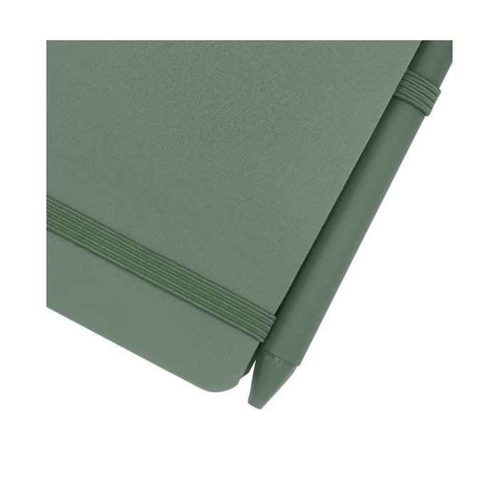 Libreta de tapa oceánica de plástico reciclado A6 hojas a rayas color verde pastel vista detalle 1 Libreta de tapa oceánica de plástico reciclado A6 hojas a rayas color verde pastel vista detalle 1