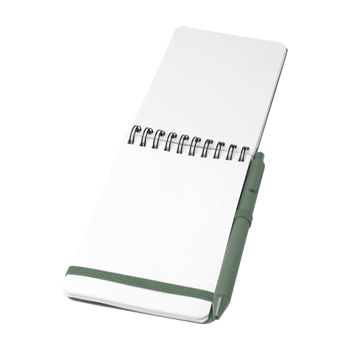 Libreta de tapa oceánica de plástico reciclado A6 hojas a rayas color verde pastel segunda vista Libreta de tapa oceánica de plástico reciclado A6 hojas a rayas color verde pastel segunda vista