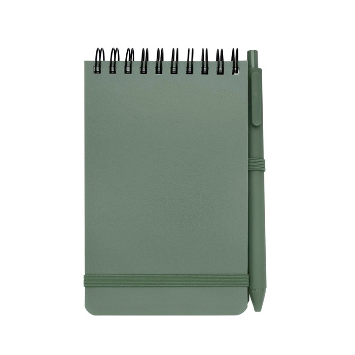 Libreta de tapa oceánica de plástico reciclado A6 hojas a rayas color verde pastel segunda vista frontal Libreta de tapa oceánica de plástico reciclado A6 hojas a rayas color verde pastel segunda vista frontal
