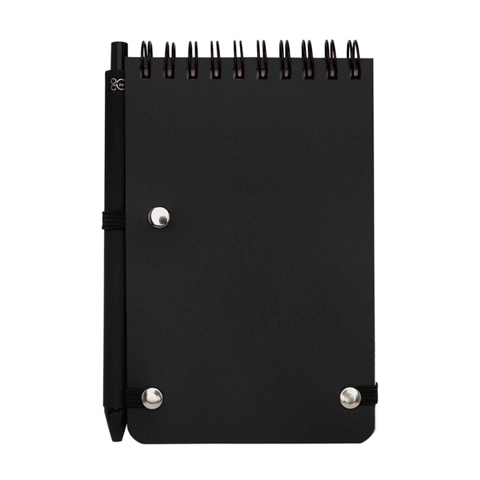 Libreta de tapa oceánica de plástico reciclado A6 hojas a rayas color negro segunda vista trasera Libreta de tapa oceánica de plástico reciclado A6 hojas a rayas color negro segunda vista trasera