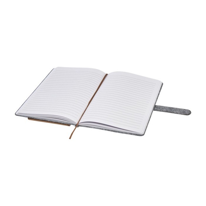 Libreta de fieltro y corcho reciclado con bolsillos A5 hojas a rayas color natural segunda vista Libreta de fieltro y corcho reciclado con bolsillos A5 hojas a rayas color natural segunda vista