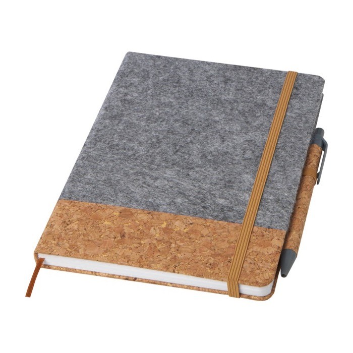 Libreta con tapa dura de corcho y fieltro reciclado A5 hojas a rayas color natural Libreta con tapa dura de corcho y fieltro reciclado A5 hojas a rayas color natural