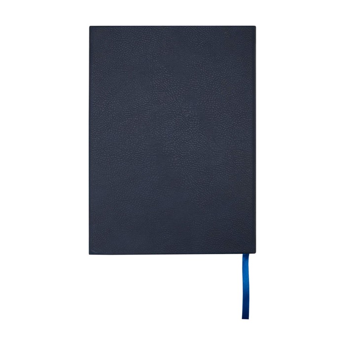 Libreta de tapa dura de plástico reciclado A5 hojas a rayas color azul marino segunda vista trasera