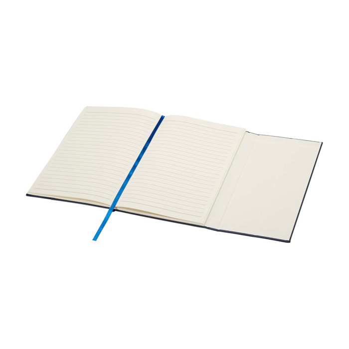 Libreta de tapa dura de plástico reciclado A5 hojas a rayas color azul marino tercera vista