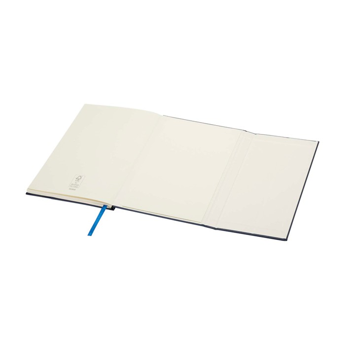 Libreta de tapa dura de plástico reciclado A5 hojas a rayas color azul marino cuarta vista