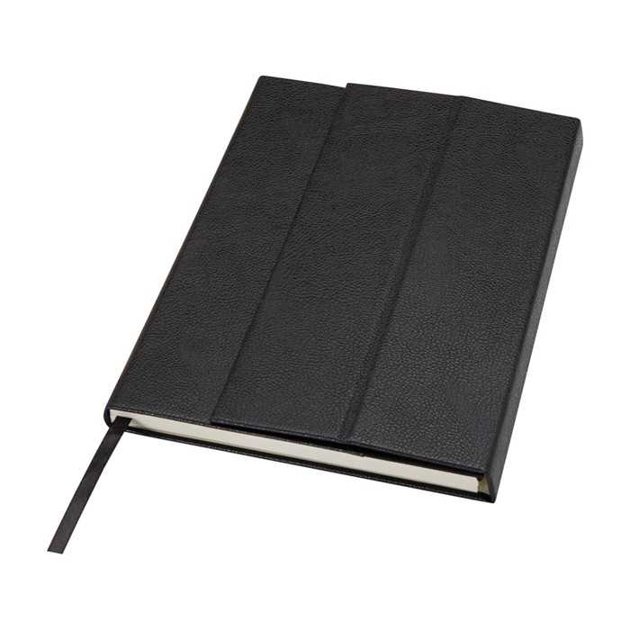 Libreta de tapa dura de plástico reciclado A5 hojas a rayas color negro
