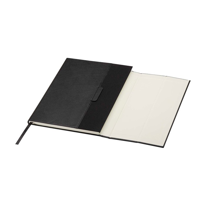 Libreta de tapa dura de plástico reciclado A5 hojas a rayas color negro segunda vista