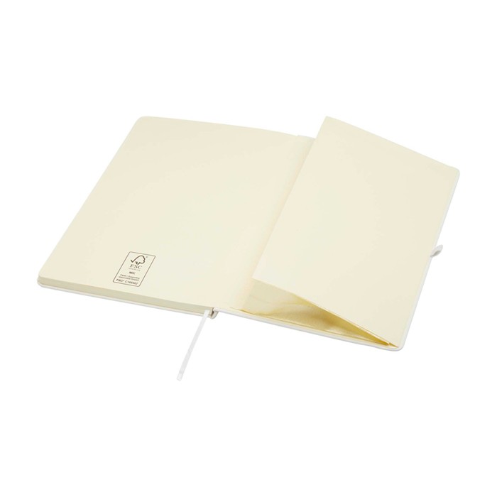 Cuaderno con esquinas redondeadas y tapa suave A5 hojas a rayas color blanco tercera vista Cuaderno con esquinas redondeadas y tapa suave A5 hojas a rayas color blanco tercera vista