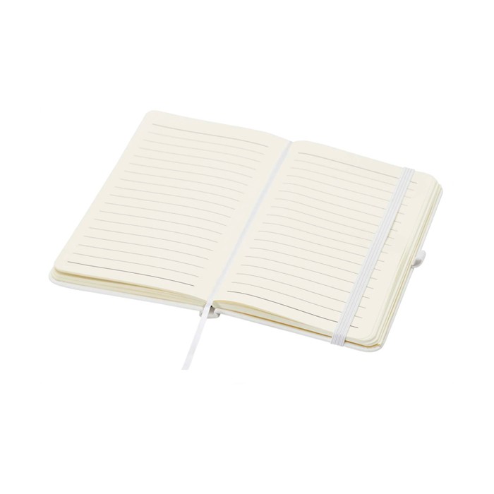 Libreta de tapa dura con cubierta de tacto suave A6 hojas a rayas color blanco segunda vista Libreta de tapa dura con cubierta de tacto suave A6 hojas a rayas color blanco segunda vista