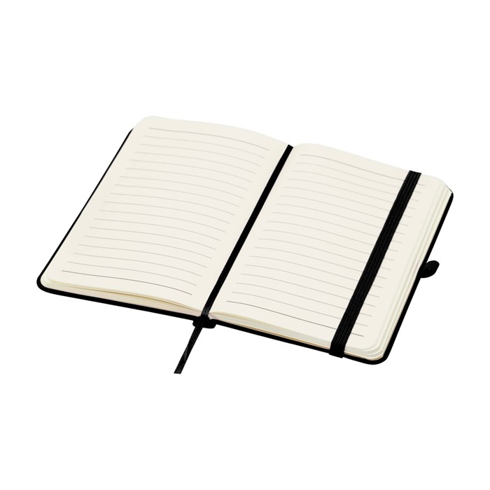 Libreta de tapa dura con cubierta de tacto suave A6 hojas a rayas color negro segunda vista Libreta de tapa dura con cubierta de tacto suave A6 hojas a rayas color negro segunda vista