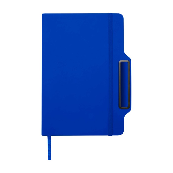 Libreta con orificio para móvil con tapa dura A5 hojas a rayas color azul real cuarta vista Libreta con orificio para móvil con tapa dura A5 hojas a rayas color azul real cuarta vista