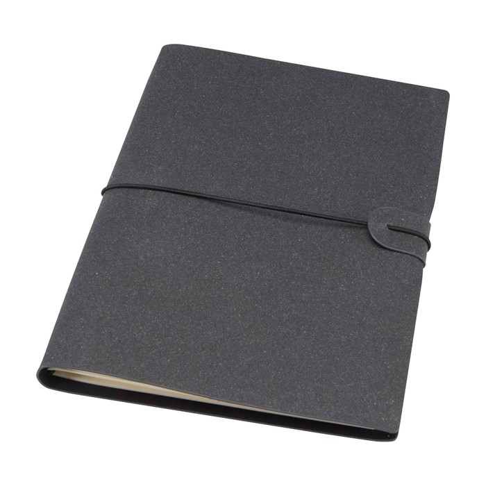Libreta recargable con tapa de plástico reciclado y dos cuadernos A5 color gris