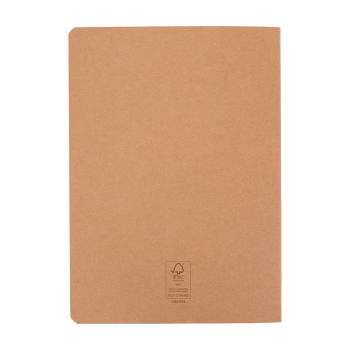 Libreta de papel kraft con lomo cosido visible A5 hojas a rayas color natural segunda vista trasera