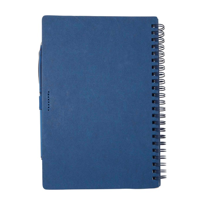 Libreta de tapa dura reutilizable con bolígrafo tinta negra color azul marino segunda vista trasera Libreta de tapa dura reutilizable con bolígrafo tinta negra color azul marino segunda vista trasera