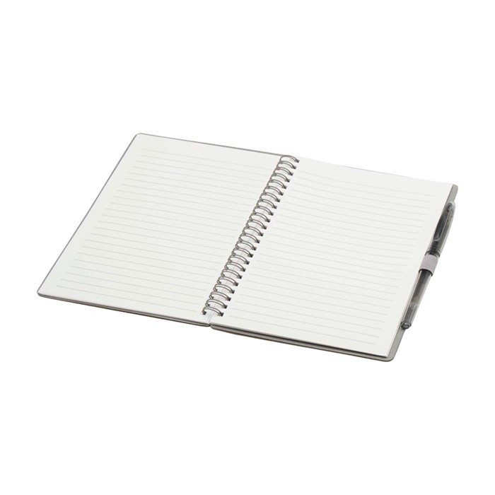 Libreta de tapa dura reutilizable con bolígrafo tinta negra color gris segunda vista Libreta de tapa dura reutilizable con bolígrafo tinta negra color gris segunda vista