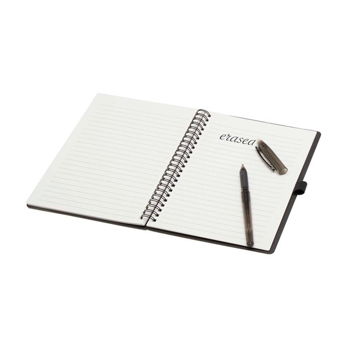 Libreta de tapa dura reutilizable con bolígrafo tinta negra color negro cuarta vista Libreta de tapa dura reutilizable con bolígrafo tinta negra color negro cuarta vista