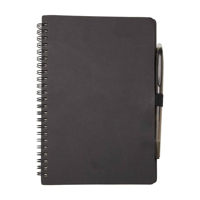 Libreta de tapa dura reutilizable con bolígrafo tinta negra color negro segunda vista frontal Libreta de tapa dura reutilizable con bolígrafo tinta negra color negro segunda vista frontal