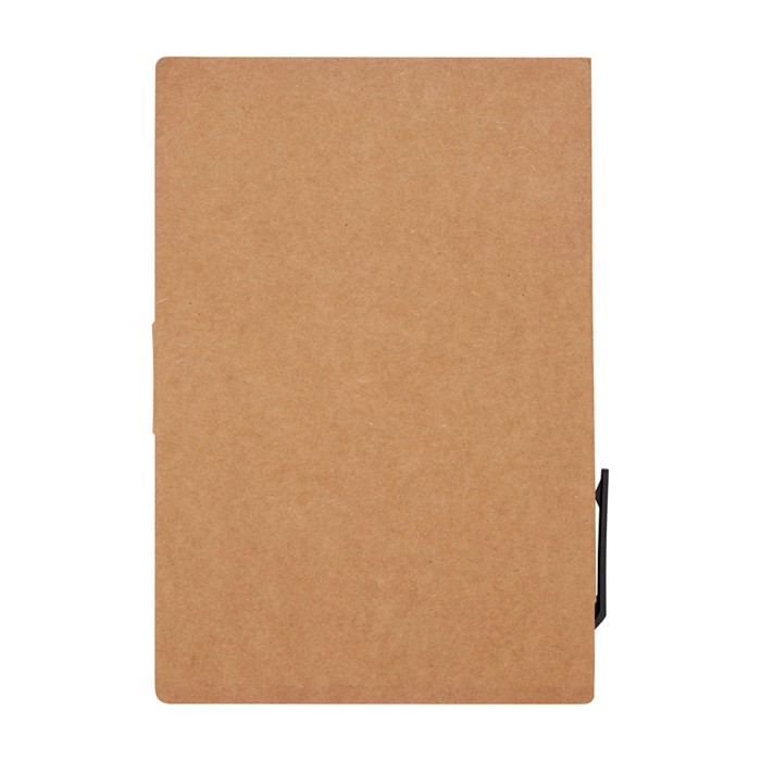 Libreta de notas adhesivas con bolígrafo con tinta negra color natural segunda vista trasera