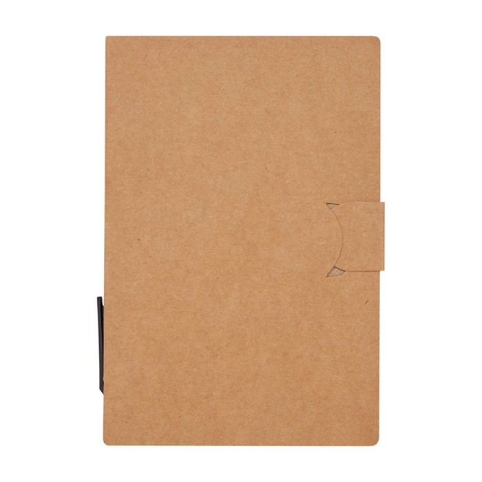 Libreta de notas adhesivas con bolígrafo con tinta negra color natural segunda vista frontal