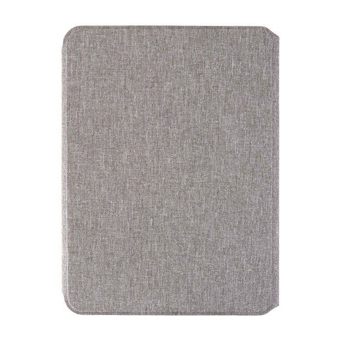 Portafolio ecológico con cierre de madera de nogal A5 hojas a rayas color gris segunda vista trasera