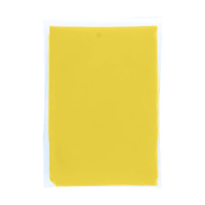 Poncho desechable de plástico reciclado con capucha talla única color amarillo segunda vista frontal Poncho desechable de plástico reciclado con capucha talla única color amarillo segunda vista frontal
