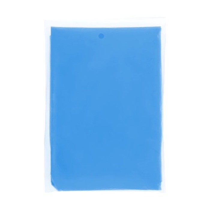 Poncho desechable de plástico reciclado con capucha talla única color azul real segunda vista frontal Poncho desechable de plástico reciclado con capucha talla única color azul real segunda vista frontal